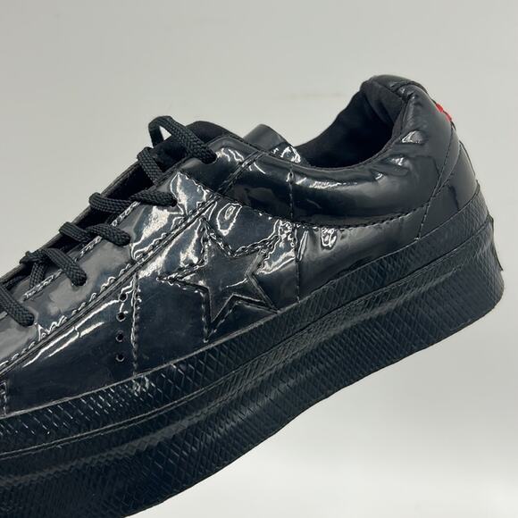 CONVERSE CHUCK TAYLOR ONE STAR PLATFORM OX PATENT WOMEN SIZE 5.5 SNEAKERS BLACK - Picture 10 of 13